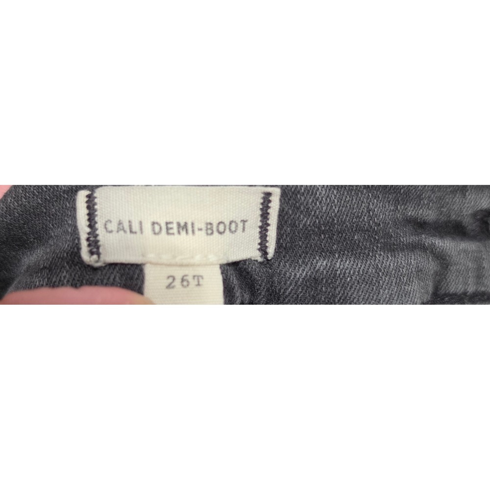 Madewell Cali Demi-Boot Jeans 26T Faded Black High Rise Raw Hem Stretch Denim - Picture 2 of 9